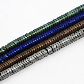 Matte Grade A Electroplate Non-magnetic Synthetic Hematite Beads Strands, Flat Twist, 4x1~1.5mm, Hole: 1mm, about 353pcs/strand, 15.7 inch