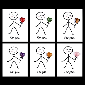 Украшения в виде сердец из натуральных и синтетических драгоценных камней, с бумажными карточками, фигурка для украшения дома, энергетический камень рейки для исцеления