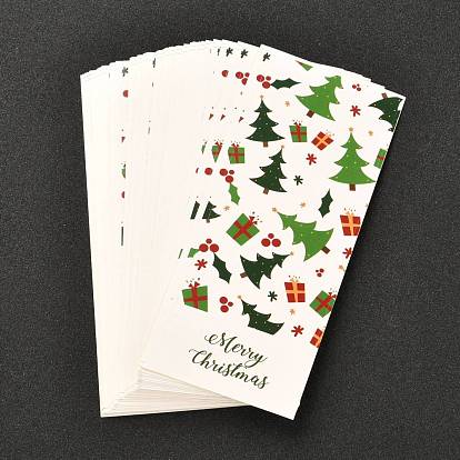 Christmas Themed Rectangle with Word Coated Paper Sealing Stickers, for Gift Packaging Sealing Tape Decoration