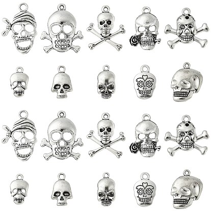 100 шт 10 стили подвески из сплава в тибетском стиле, без кадмия и без свинца, череп