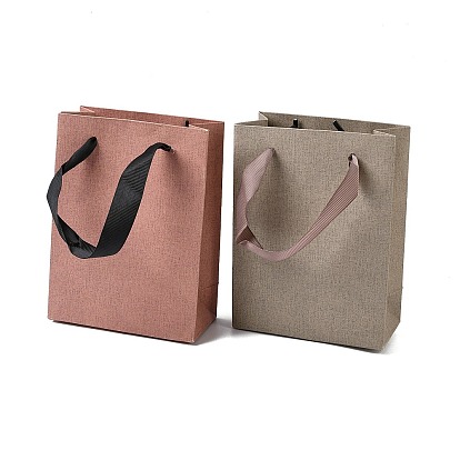 Бумажные подарочные пакеты с ручками из нейлоновой ленты., на свадьбу день рождения детский душ, переработанные пакеты, прямоугольные