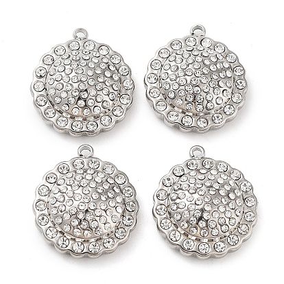 304 Stainless Steel Pendants, High Polished with Rhinestone, Sunflower Charms