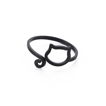 Men's Iron Cuff Finger Rings, Open Rings, Cadmium Free & Lead Free, Cat