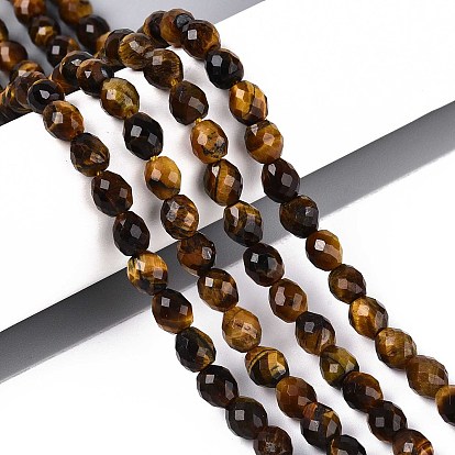 Природных тигровый глаз бисер нитей, баррель, граненые