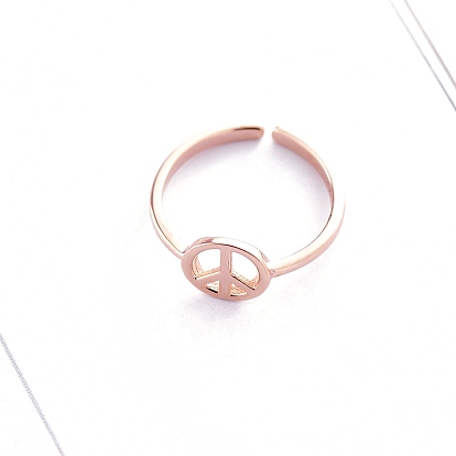 Brass Open Cuff Rings, Peace Sign