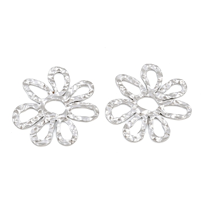 304 Stainless Steel Pendants, Hollow Flower Charms