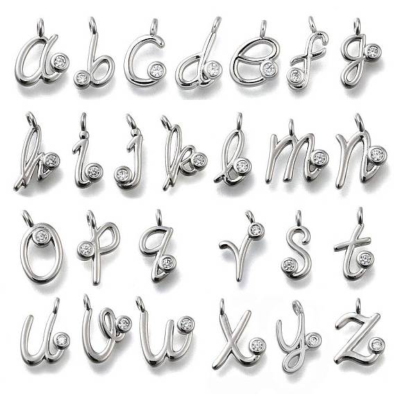 Латунные микро проложить кубического циркония подвески, письмо амулеты, стойки покрытие, долговечный, без кадмия и без свинца
