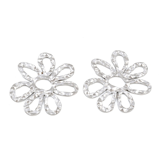 304 Stainless Steel Pendants, Hollow Flower Charms