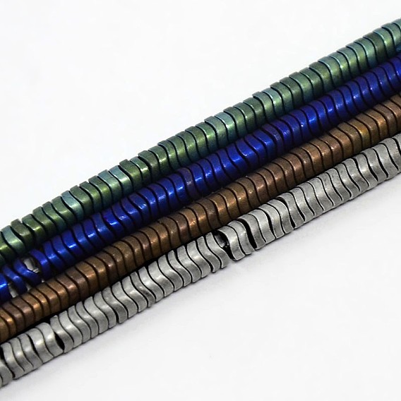 Файнштейн Electroplate немагнитных синтетический гематит бисер пряди, бисер нитей, плоским поворот, 4x1~1.5 мм, отверстие : 1 мм, около 353 шт / нитка, 15.7 дюйм