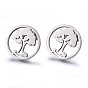 304 из нержавеющей стали серьги, гипоаллергенные серьги, плоские круглые с дерева жизни