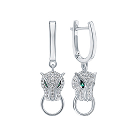 925 Boucles d'oreilles créoles léopard en argent sterling, avec de la zircone cubique clair