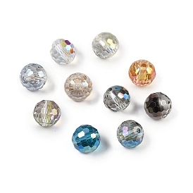 Transparent Electroplate Glass Beads, Faceted, Round