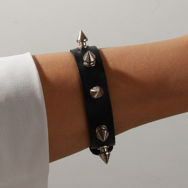 W490 Jewelry Fashion Punk Style Leather Bracelet Sexy Personality Rivet Hand Jewelry for Women