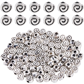 100Pcs Tibetan Style Alloy Beads, Cadmium Free & Lead Free, Heart with Whorl