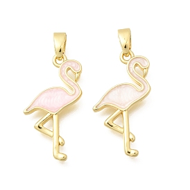 Латунь эмаль подвески, прелести фламинго, долговечный, реальный 18 k позолоченный