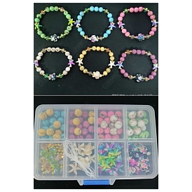 DIY Bracelet Kits, including Synthetic Gemstone Beads, Brass Beads, Elastic Crystal String, Glass Beads
