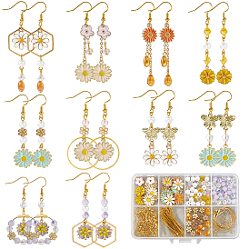 Набор для изготовления цветочных сережек своими руками, в том числе подвески из сплава эмали, латунные кабельные цепи и соединительные кольца, пластиковые и стеклянные бусины ccb