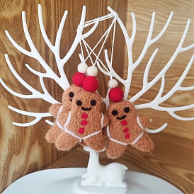 Christmas Theme Wool Felt Gingerbread Man Pendant Decorations, for Christmas Tree Hanging Ornaments