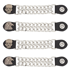 4шт 2 стиль pu кожа байкерский жилет удлинители, с железной двойной цепью, сплавочная фурнитура