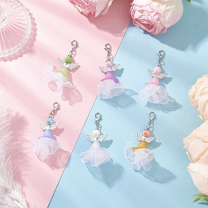 Подвесные украшения из акрила и полиэстера в виде ангела, с цинковым сплавом застежками омаров коготь