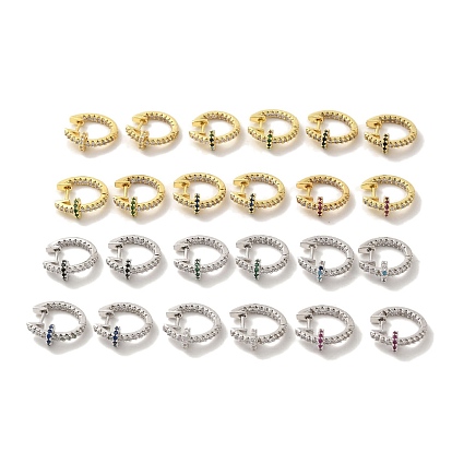 Brass Stud Earrings, with Clear Cubic Zirconia, Cadmium Free & Lead Free