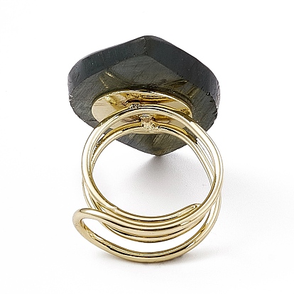 Кольца-манжеты из листового натурального лабрадорита, стойка гальваническая латунь широкое кольцо для женщин, без кадмия и без свинца, золотые