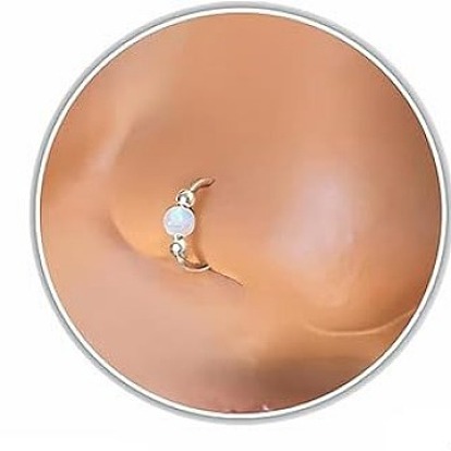 316l кольца для носа из хирургической нержавеющей стали и круглого синтетического опала, хрящевые серьги, цвет нержавеющей стали