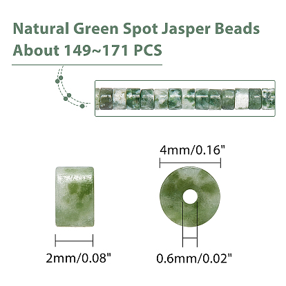 Perles de jaspe tache verte naturelle, perles heishi, Plat rond / disque