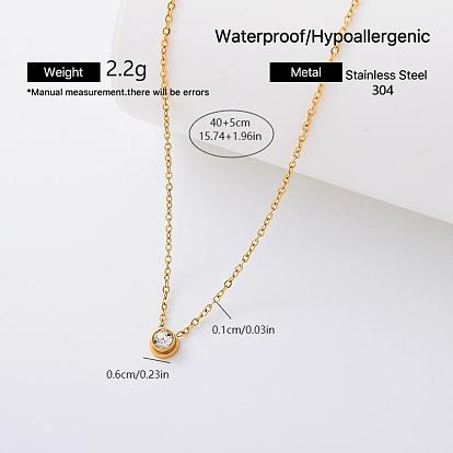 Elegant 304 Stainless Steel Crystal Rhinestone Pendant Necklaces for Women, Golden