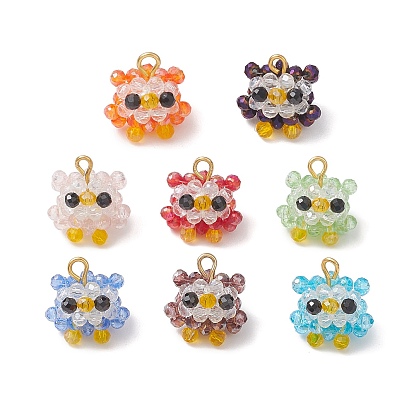 Подвески в виде животных из натуральной черной шпинели, ограненные круглые, со стеклянными бусинами, подвески в виде совы с железными петлями, золотые