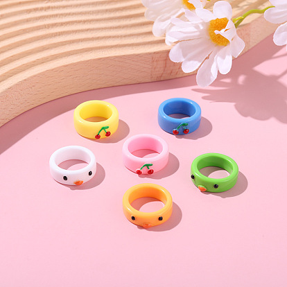 Cute Frog Ring for Girls, Playful Duckling Couple Rings Set
