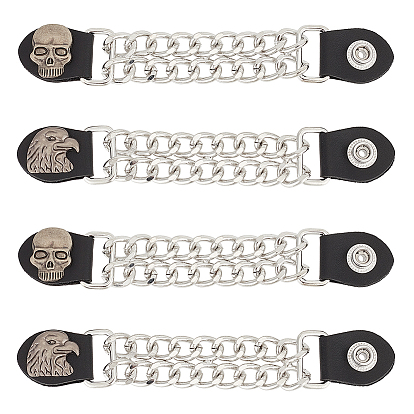 4шт 2 стиль pu кожа байкерский жилет удлинители, с железной двойной цепью, сплавочная фурнитура