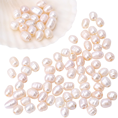 Grade B Natural Cultured Freshwater Pearl Beads, Nice for Mother's Day Earring Making, Oval