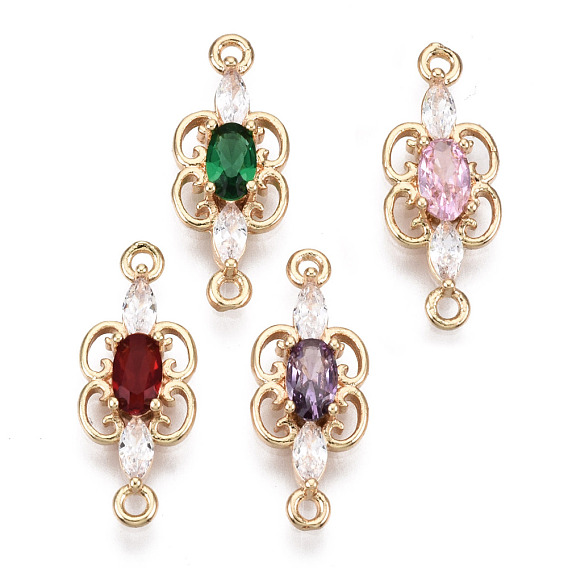 Соединители из латуни с микропаве и кубическим цирконием, со стеклом, долговечный, золотой свет, бабочка