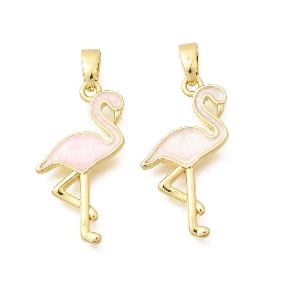 Латунь эмаль подвески, прелести фламинго, долговечный, реальный 18 k позолоченный