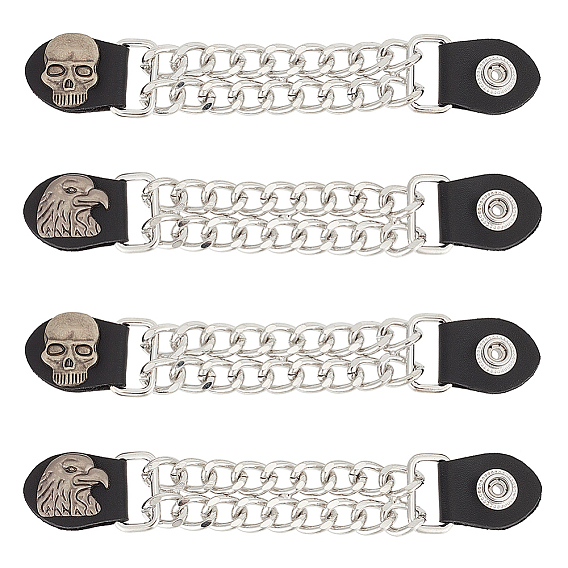 4шт 2 стиль pu кожа байкерский жилет удлинители, с железной двойной цепью, сплавочная фурнитура