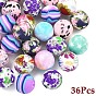 36Pcs 6 Styles Round Food Grade Eco-Friendly Silicone Focal Beads