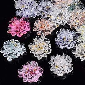 Прозрачные смолы кабошоны, с 201 из нержавеющей стали бусы, цветок