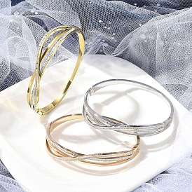 304 Stainless Steel Polymer Clay Rhinestone Hinged Bangles for Women