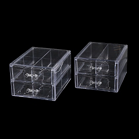 4/8-Grid Acrylic Jewelry Storage Drawer Boxes, Desktop 2-Tier Jewelry Case for Earrings, Rings, Bracelets, Tabletop Organizer Holder, Rectangle
