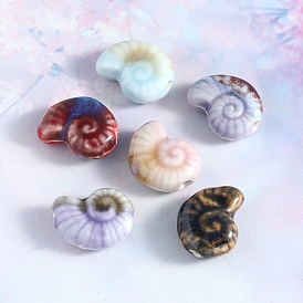 Handmade Porcelain Beads for DIY Bracelet Accessories, Jingdezhen Kiln Ceramic Beads, Conch Shape