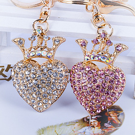 Sparkling Crown Heart-shaped Keychain for Women's Handbags and Cars