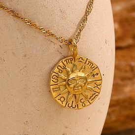 304 ожерелья из нержавеющей стали с подвесками в виде солнца и знаков зодиака для женщин