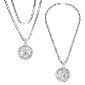 2шт. вращающийся кулон в виде знака доллара из сплава, цепочка в кубинском стиле