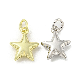 Rack Plating Brass Pendants, with Jump Ring, Cadmium Free & Lead Free, Long-Lasting Plated, Star Charms