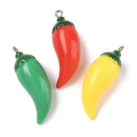 Непрозрачные акриловые подвески, перец, с платиновыми железными петлями