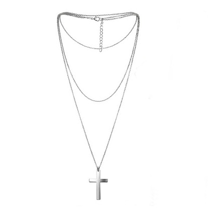 Halloween Cross Double-layer Necklace for Men and Women, Trendy Personalized Sweater Chain