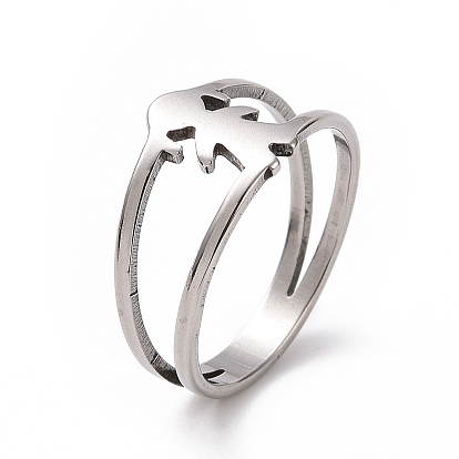 201 Stainless Steel Girl Shape Finger Ring, Hollow Wide Ring for Women