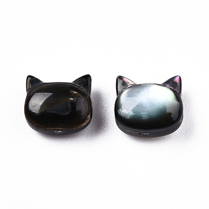 Natural Black Lip Shell Beads, Cat Head