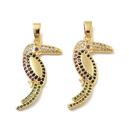 Подвески из латуни с микропаве из кубического циркония с птичьей тематикой